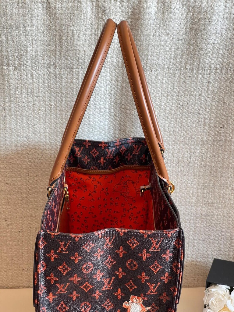 Louis+Vuitton+Neverfull+Catogram+Grace+Tote+MM+Brown+Canvas