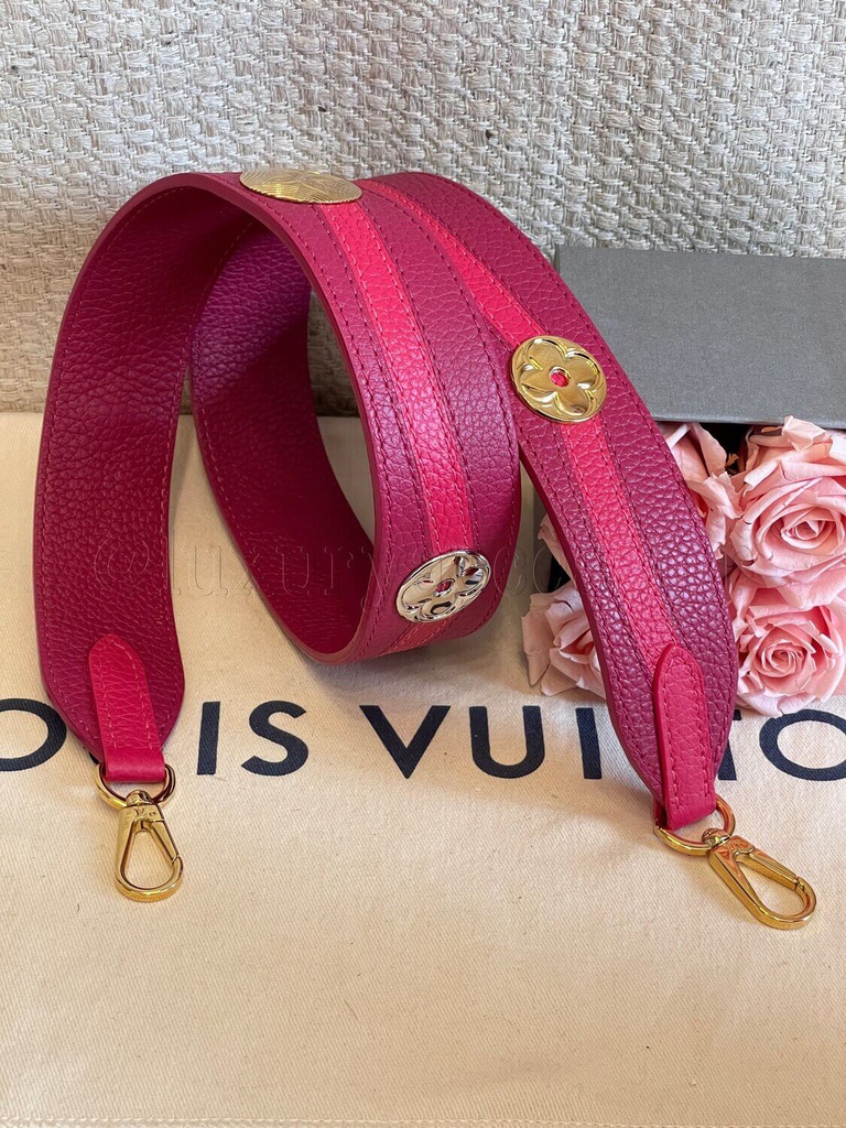 Bandouliere strap Capucine pink with metal flowers